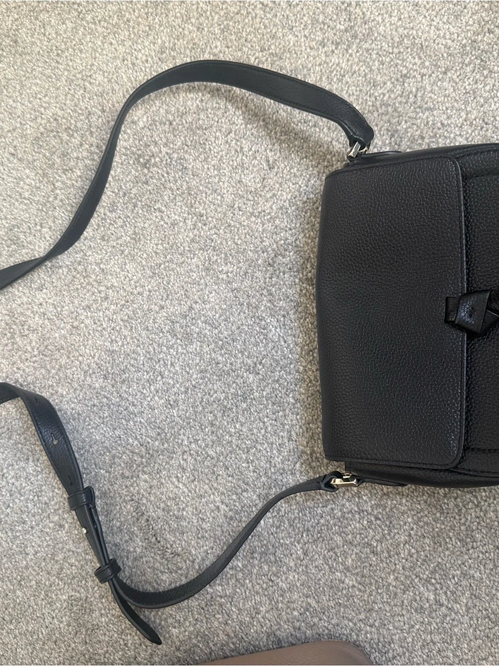 kate spade Black Pebbled Leather Messenger Bag